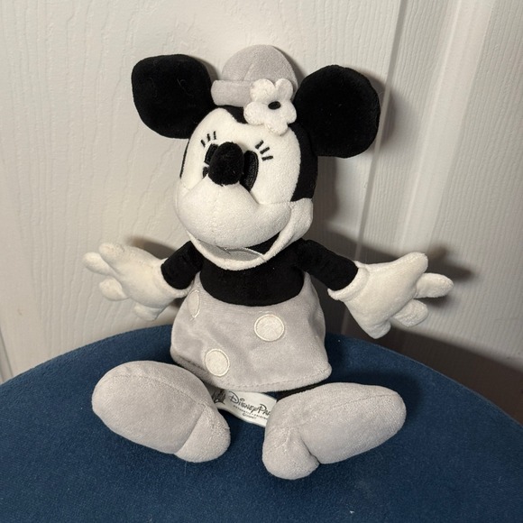 Disney Parks Other - Disney Parks Minnie Mouse Plush Toy 9" Authentic Black White and Gray